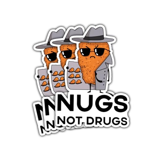 3 Pcs Nugs Not Drugs Sticker, Chicken Nugget Sticker, Funny Chicken Nugget Stickers Die-Cut Waterproof Vinyl for Laptop Water Bottle Window Phone Helmet