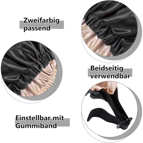 Satin Bonnet Nacht Schlafmütze, Seide Locken Atmungsaktive Seide Schlafmütze, doppellagige Nachtmütze, Verstellbare Schlafkappe, für Frauen und Mädchen…