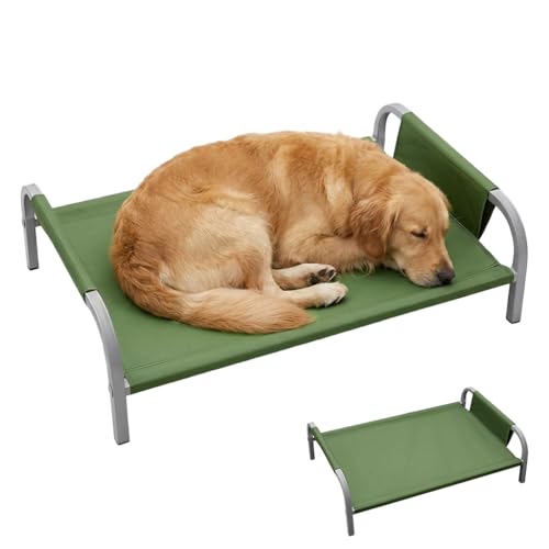 Image of Qpets Elevated Pet Bed for Cats and Dogs, Oxford Cloth with Steel Frame, 45kg Loading Capacity, Anti-Scratch Fabric, All Season Pet Rest Bed, Easy-Clean Pet Cot for Indoor, Outdoor & Travel Use