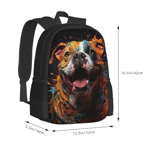Everyday Unisex 17 Inch Backpack Dog Paint Splatter Colors Reliable Choice for Routine Commutes Errands & Casual Use3