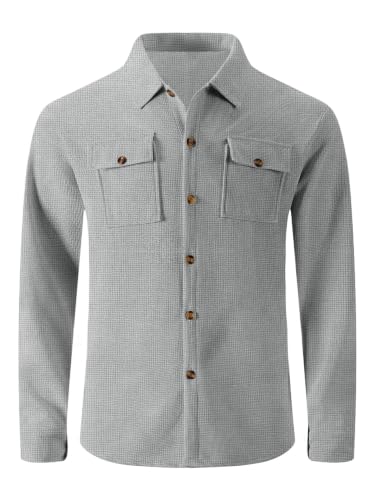 Image of Cromoncent Mens and Boys Flannel Shirt Jacket Casual Button Down Shacket | Long Sleeve Thick Shirt Jacket, Casual ,Multi Pockets, Shacket,Plaid Heavyweight Jacket Shirt,fall winter jacket clothes