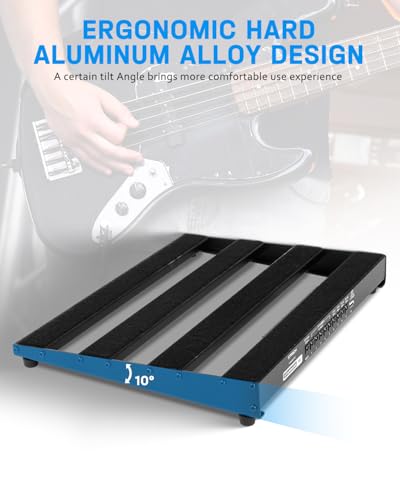 Image of STRICH Pedal Board with Built-in Power Supply, Guitar Pedalboard 15 inch x 11 inch 2.17LB Lightweight Aluminum Alloy with Pedal Cables, Bag, Hook Loop Strips STANDARD 15