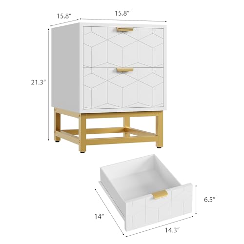 GAOMON White 2 Drawer Dresser, Small Dresser&Chest of Drawers, Modern Nightstand for Bedroom, End Table with Drawer for Living Room, Hallway, Entryway
