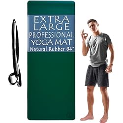 Tatago Hot Yoga Mat Non Slip-Professional Grade Natural Rubber Yoga Mat, Pliates Mat, Stretching Mat or exercise mats for home workout. Nonslip for Hot and Sweaty Classes. Includes Yoga Strap for Carrying and Stretching too.