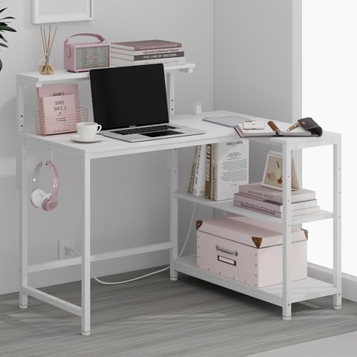 Amazon | MoonMeguri L字デスク 机 幅110×奥行80×高さ72cm 左右交換