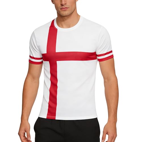 England Football Jerseys for Men Sports Training Jerseys Tops Flag Team Fans Football T-Shirts White L