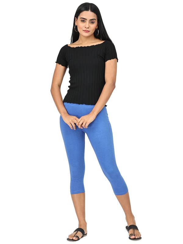 Image of Robinbosky Premium Stretchable Cotton Capri Legging for Women | Suitable for Formal wear & Casual wear | High-End Elastic Makes. The Leggings Squat Proof and Durable for Travel, Yoga, & Workout.