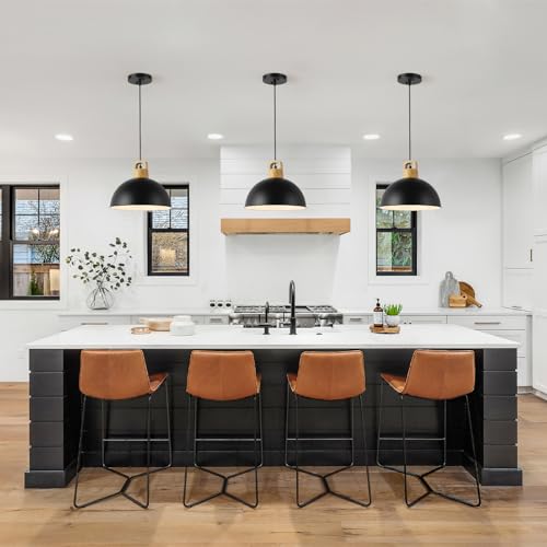 Karjearl LT15 Farmhouse Pendant Light Fixtures, 11.8 Inch Black Pendant Lights Kitchen Island, Dome Wood Hanging Lighting thumb #4