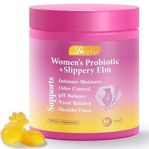 Leefar Her Juicy Feminine Probiotics Gummies, Premium Feminine Balance Gummies with Slippery Elm for Women's pH Balance, Healthy Odor, Flora and Immune Support 30-Day Supply