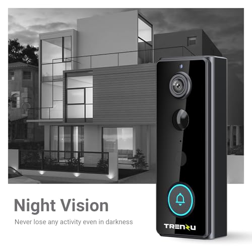 Image of trenzu Smart WiFi Video Door Bell Camera | 1080p Live View, Night Vision, 2-Way Audio, Motion Alerts | Wireless Video Door Camera System for Home | Chime, 25 Days Battery, App Control, Easy Install