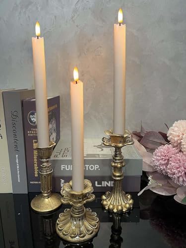 French Nostalgic Floral Resin Candle Holder Antique Bronze/Furniture Decoration/Retro Ornaments Candlestick (Bronze)