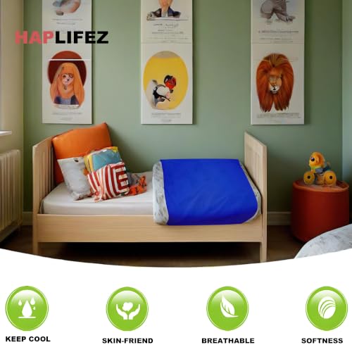 Image of Sensory Bed Sheet, Weighted Blanket with Compression Sheet - Breathable, Stretch Fit, Lightweight Calming Sleep Blanket, Blue, 54 inchx60 inch
