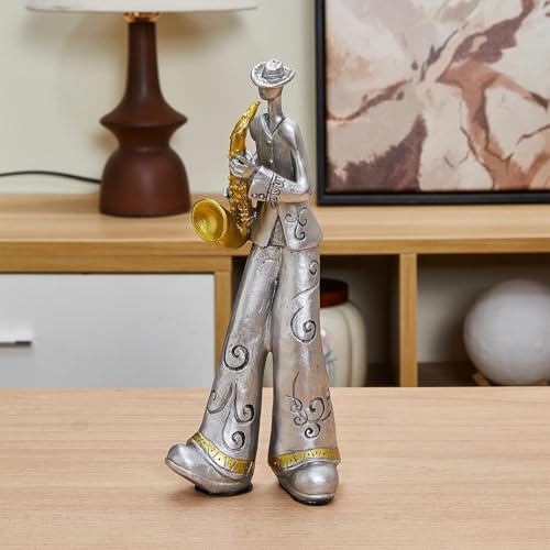 Figura Decorativa Saxofonista Jazz Nostálgico en Resina miniatura 1