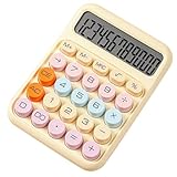 Haibinsuo Mechanical Pushbutton Calculator 12 Digit Large LCD Display Big Buttons Easy to Press Candy Calculator for Office School Home Lemon Yellow