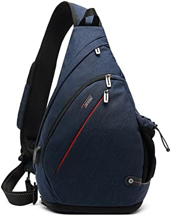 TUDEQU Sling Bag Crossbody Sling Backpack with USB Charging Port, Water Resistant Shoulder Bag Outdoor Travel Hiking Daypack with WET Pocket Men Women Christmas Gifts (DARK BLUE)
