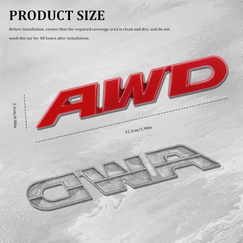 Image of AWD Emblem Sticker, Car Exterior Emblems Badge, 3D Metal Tailgate Side Sticker Badge, Car Decoration Accessories Self Adhesive Logo Emblem Fit for Trunk Tailgate Fender (AWD, Red)