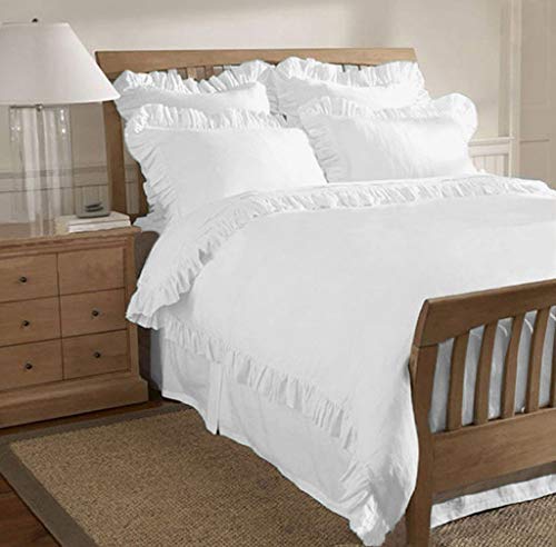 Scala Bedding 800 Tc Egyptian Cotton 3 Piece Edge Ruffle Traditional Duvet Cover Set King White #TOP4