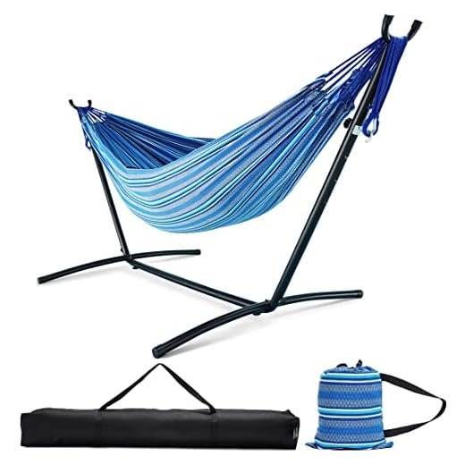 Zupapa Space Saving Hammock Stand Set, Heavy Duty 550LBS Capacity Accommodates 2 People Hammock and Frame, Portable with Carry Bag for Outdoor Indoor Use – Bubble Fantasy