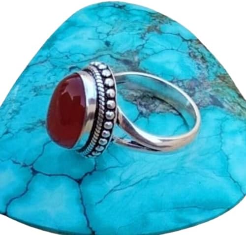 925 Sterling Silver Carnelian Promise Ring - Boho Oval Orange Gemstone Split Band Daily Wear Valentines Gift for Women, Elegant Handcrafted Jewelry