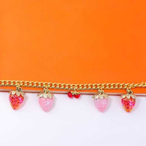 YURAOER Bag Purse Charms Chain for Handbags Women\'s Pants Wallet Gold Link Bag Chain Keychain Y2K Accessories (cherry strawberry) - Thumbnail 3