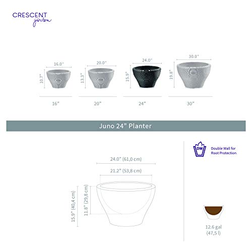 Crescent Garden Juno Planter, Indoor/Outdoor Plant Pot With Drainage Hole, Round Flower Pot For House Plants, Modern Garden Planter 24-Inch Old Bronze #TOP1