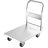 Handwagen Stahl-Flachbett-Plattformwagen, zusammenklappbarer Schiebewagen mit Metallgriff für Lagerkeller, Wagen mit großer Tragfähigkeit Kompakt