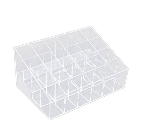 URBeauty 1Pcs Clear Acrylic Cosmetic Makeup Organizer Transparent for Lipstick Brushes Bottles and More Clear Case Display Rack Holder 24 Slots (in a 6 x 4 Arrangement)