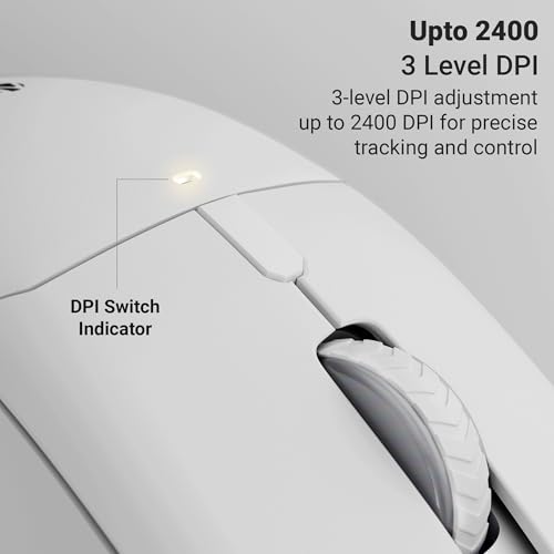 Image of Zebronics Rechargeable Wireless Mouse, Dual Mode 2.4GHz + BT, Upto 2400 DPI, 6 Buttons, USB Nano Receiver, Type-C, Silent Operation, Ergonomic Design (Blanc 100, White)