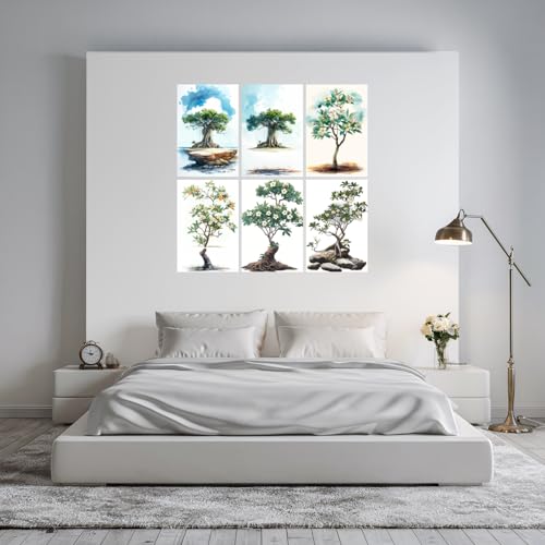 Image of SiddArtify Tropical Watercolor Botanical Tree - Plumeria Print Set - 300GSM Board - 8x12 Inch - Pack of 6 Wall Room Decoration art Poster Prints