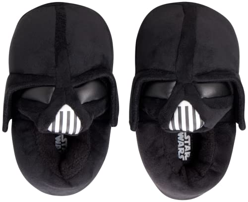 Disney Star Wars Boys' Mandalorian Slippers - 3D Baby Yoda Plush Fuzzy Slippers, Darth Vader Slippers for Boys (Shoe Size: 11-5), Size 2-3, Darth Vader