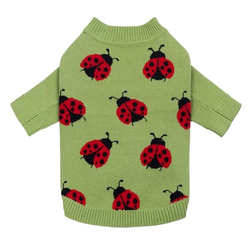 Image of Fitwarm Ladybug Dog Sweater, Warm Dog Winter Clothes for Small Dogs Boy Girl, Pet Outfit, Green, Red, Black, Large