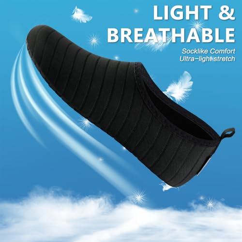 VIFUUR Water Sports Shoes Barefoot Quick-Dry Aqua Yoga Socks Slip-on for Men Women A Black 42-43 - Image 3