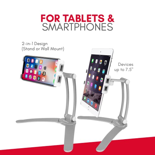 Macally 2-In-1 Kitchen Tablet Holder & Wall Mount Ipad Stand / Under Cabinet Holder- Perfect For Recipe Reading On Countertop Or Using On Office Desktop- Fits Ipad Pro/Air Samsung Tab Up To 7.5" Wide #TOP7