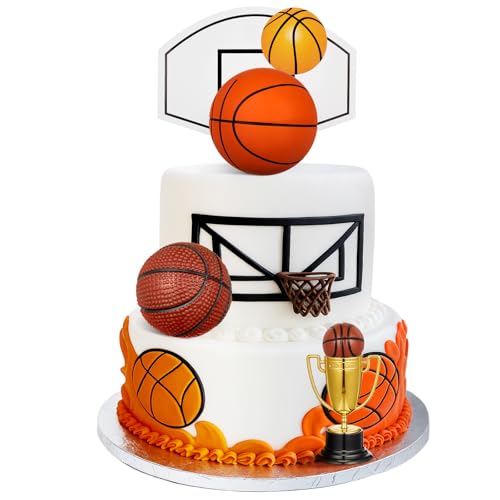 VioraWhite 8 Pcs Fun Basketball Cake Toppers Basketball Cake Decorations,