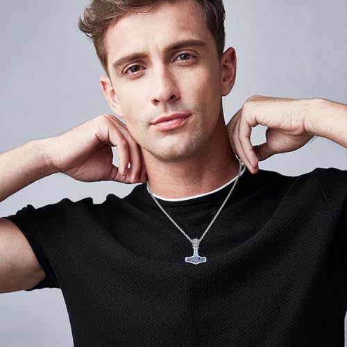 Thor Hammer Necklace 925 Sterling Silver Viking Mjolnir Necklace Oxidize Norse Runes Amulet Jewelry Gifts for Women Men4