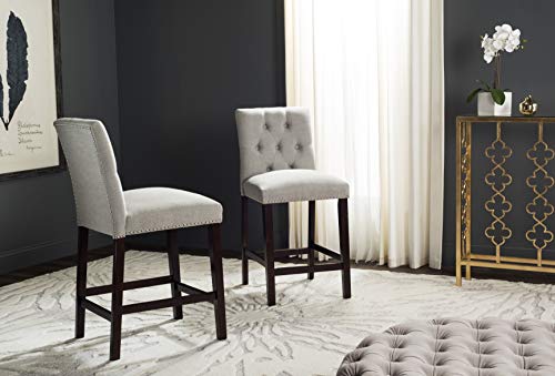 Safavieh Home Collection Norah Light Grey and Espresso Counter Stool (Set of 2)