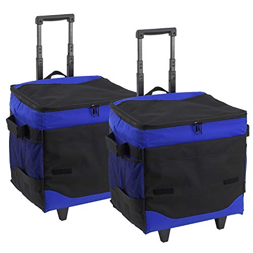 Picnic at Ascot 60 Can Collapsible Insulated Rolling Cooler - Royal Blue- Pack of 2