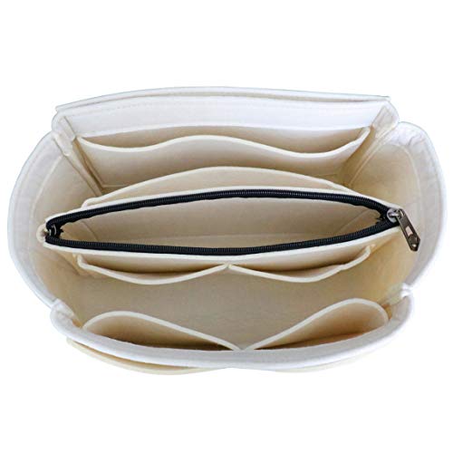 Preisvergleich Produktbild HyFanStr Handtaschen Organizer, Taschenorganizer Filz, Kosmetische Tasche einfügen, Separater Tasche mit Reißverschluss, Weiß M