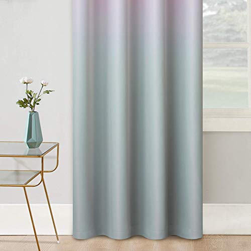 Cosviya Grommet Ombre Room Darkening Curtains 84 Inches Length For Kids/Girls Bedroom, Polyester Light Blocking Pink To Grey Gradient Window Drapes/Curtains For Living Room,2 Panels, 52X84Inches #TOP4