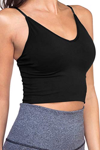 OLLIE ARNES Women's Core Compression Crop Bra Top with Removable Pad Black S/M