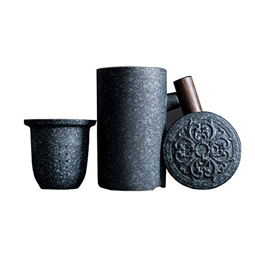 Maya Star Ceramic Tea Cup with Lid and Infuser, 320 ML, Modern Star Theme, Heat Resistant, Infusion Mug, Teacup