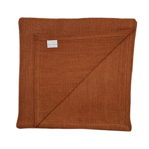 Image of Marc Oliver Linen Swaddle Blanket Pumpkin, Large 43in x 43in 100% French Flax Linen,Fully Handsewn Hem with Mitered Corners Soft Washed, Machine Washable.