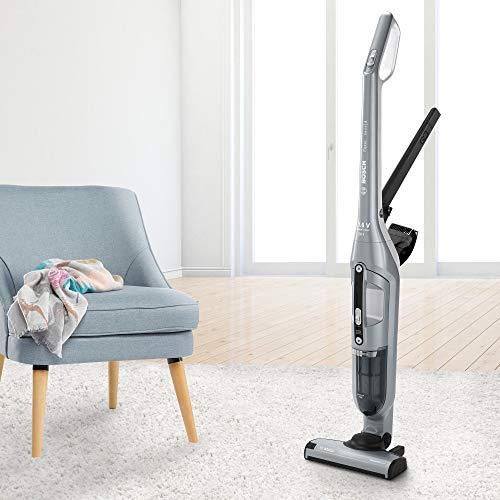 Bosch Flexxo Serie | 4 - Aspirateur rechargeable 2 en 1 sans fil : aspirateur balai et aspirateur de table, puissance 21,6V, accessoires intégrés, aspire différents types de sol, argent - Image 4