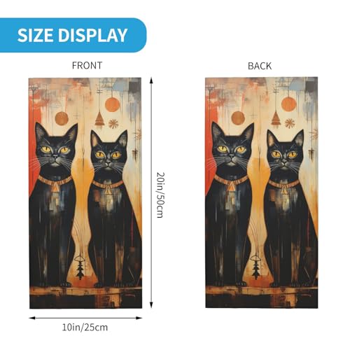 Pañuelo para rostro y cuello con estampado artístico de gatos negros egipcios para motocicleta, ciclismo, esquí y fiestas unisex adulto miniatura 3