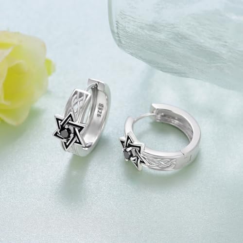 Star of David Earrings 925 Sterling Silver Jewish Star of David Hoop Earrings Jewish Jewelry Gifts for Men Women3