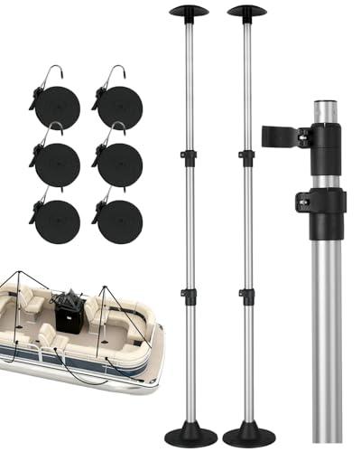 OCEANBROAD Boat Cover Support Poles Adjustable Telescoping Aluminum - Universal Fit for Pontoon, V...
