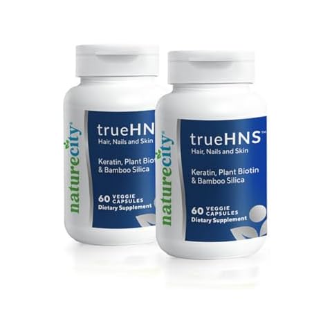 NatureCity True-HNS Hair Nails and Skin Cynatine Keratin and Plant Based Biotin Vitamin Supplement |Fuller and Stronger Hair and Nails|Non GMO| 120 Veggie Capsules Cover