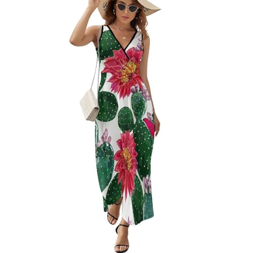 Robe Longue D'été sans Manches Maxi Col V Décontracté Style de Plage