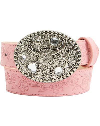 Shyanne Girls' Longhorn Bling Buckle Belt - SGAFA25BT1-PNK 24