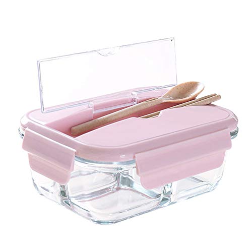 Frischhaltedosen Glas Lunchbox Luftdicht Auslaufsicher mit fächern Ofen Mikrowellengeeignet sicher für Gefrierschrank Pink